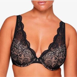 ThirdLove  24/7 Lace Contour Plunge Bra, black 34G